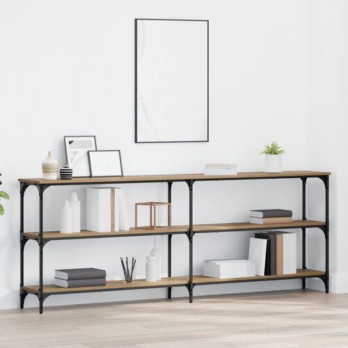 VidaXL konzolna miza umetni&amp;scaron;ki hrast 200x29x75 cm umetni&amp;scaron;ki les Slike