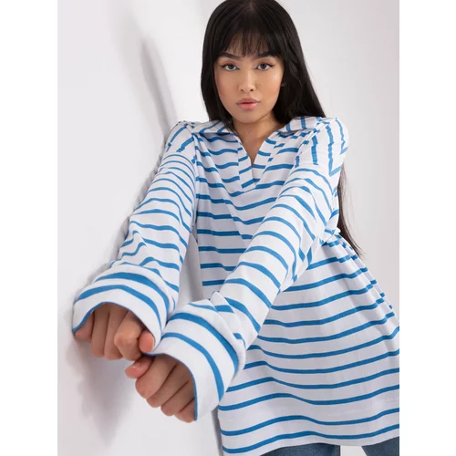 Fashion Hunters White-blue striped oversize blouse