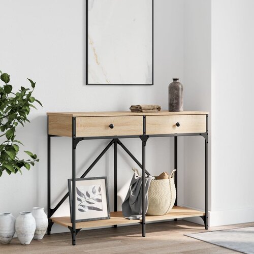  The Living Store Klubska mizica sonoma hrast 100x39x78,5 cm inženirski les - Konzolna Mizica, (21444941) Cene