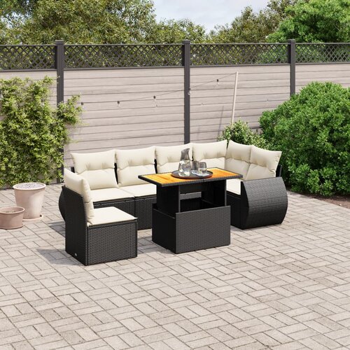 vidaXL 7-dijelni set vrtnih sofa od poliratana s jastucima crni Cijene