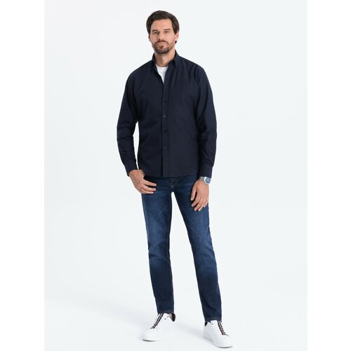 Ombre Oxford REGULAR men's fabric shirt - navy blue Cene