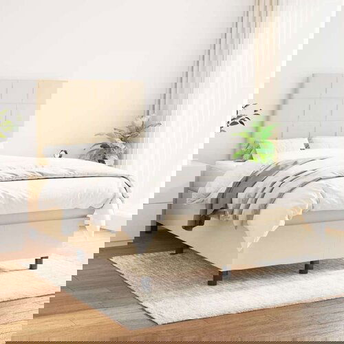  Krevet s oprugama i madracem krem 120 x 200 cm od tkanine Slike