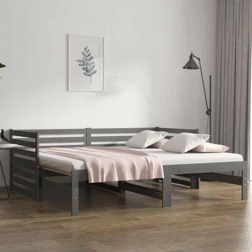  Izvlečna dnevna postelja siva 2x(90x190) cm trdna borovina, (20724273)