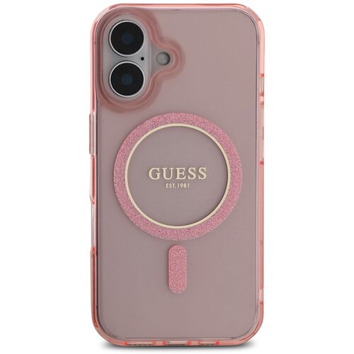 Guess Ohi&amp;scaron;je za iPhone 16 MagSafe z ble&amp;scaron;?e?im krogom, Roza, (21749267) Slike