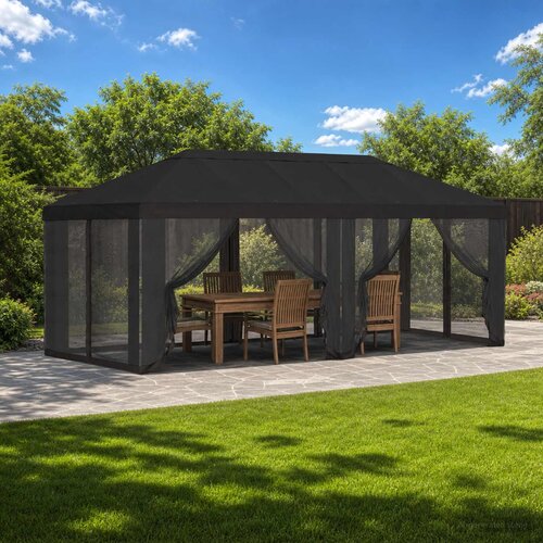  Pokrov za gazebo s bočnim zidovima 6 x 3 m Antracit Poliester Cijene