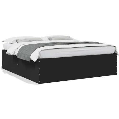 VidaXL Okvir za krevet crni 200 x 200 cm konstruirano drvo Slike
