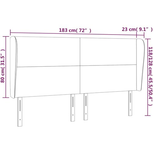  Uzglavlje s u&amp;scaron;ima crno 183x23x118/128 cm bar&amp;scaron;unasto Slike