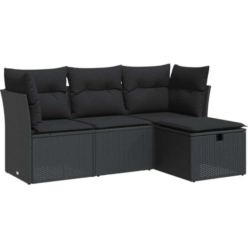 VidaXL 4-dijelni set vrtnih sofa od poliratana s jastucima crni Slike