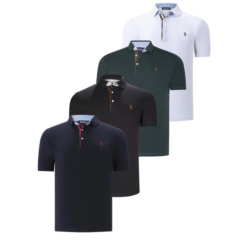 Dewberry QUAD SET T8582 MENS T-SHIRT-BLACK-WHITE-NAVY BLUE-GREEN Slike