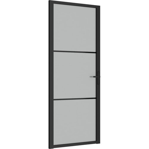 vidaXL Notranja vrata 76x201,5 cm črno mat steklo in aluminij, (20766424) Cene