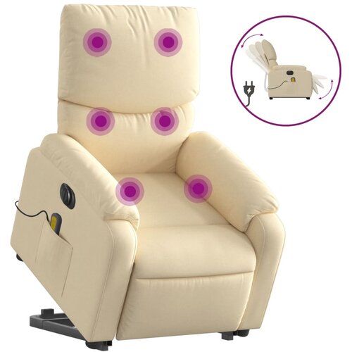 Maison Chic Električni masažni naslanjač - Relax naslanjač s funkcijo vstajanja krem, (22042538) Cene