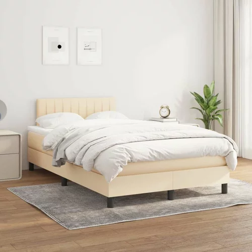  Box spring postelja z vzmetnico krem 120x200 cm blago, (20723290)