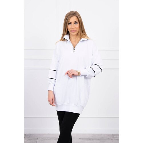 Kesi Sweatshirt with zipper and pockets white Slike