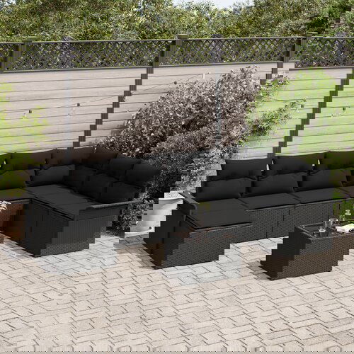 vidaXL set od 9 komada vrtnog kauča s jastučićima crni poliratan Cijene