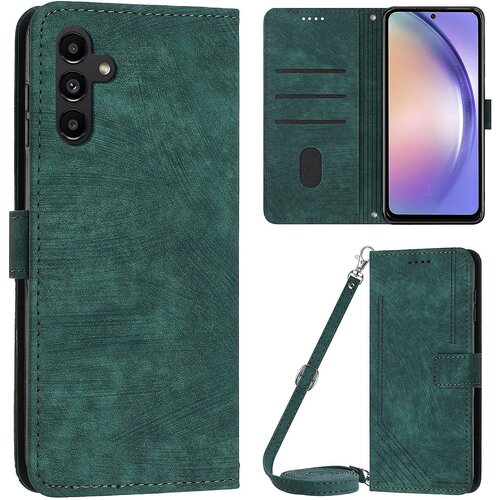INORCO Ovitek za telefon za Samsung Galaxy A54 5G PU usnje z vtisnjenimi črtami in preklopnim ovitkom s stojalom za denarnico, (22036560) Slike
