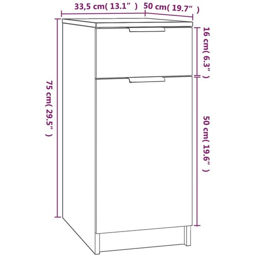  za radni stol sivi 33,5 x 50 x 75 cm konstruirano drvo Slike