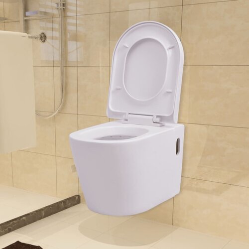 vidaXL Viseča WC Školjka Keramična Bela, (20766865) Cene