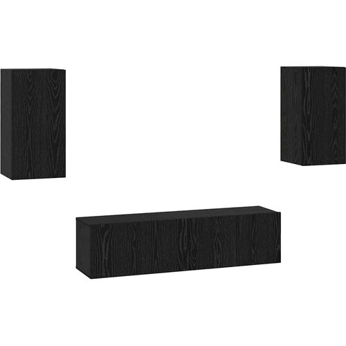 VidaXL Set TV komoda 4 pcs Crni hrast Srednja 60 x 30 x 30 cm Slike