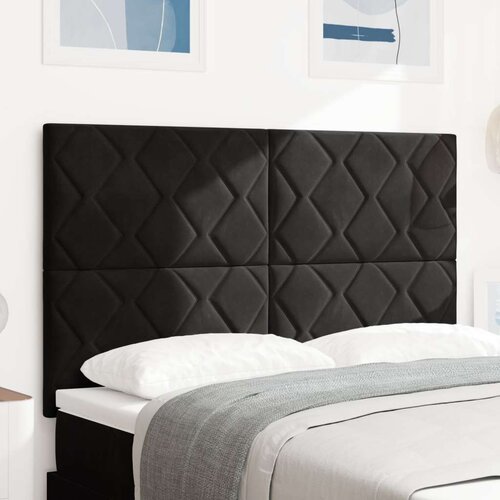 vidaXL vzglavje z dizajnom diamantnih blokov črno 160 cm žamet, (22080574) Cene