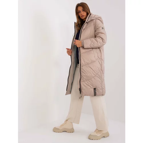 Fashion Hunters Dark beige winter jacket with hood SUBLEVEL