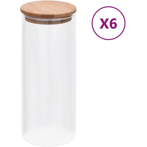 vidaXL Stekleni kozarci s pokrovi iz bambusa 6 kosov 1000 ml Cene