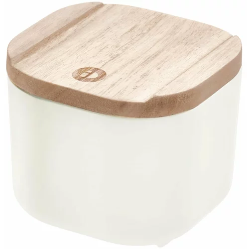 iDesign bijela kutija za pohranu s poklopcem od drveta paulovnije Eco, 9 x 9 cm