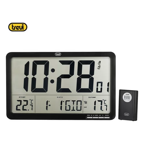 Trevi OM 3560 RC digitalna ura, stenska / namizna, + zunanji senzor, čas, datum, temperatura, črna, (20533085)