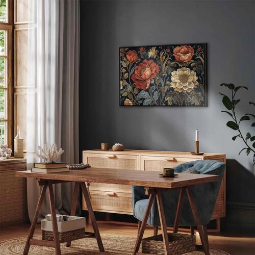  Slika - Tapestry Large Flowers Retro Floral Motif in Kilim Style 90x60 Cijene