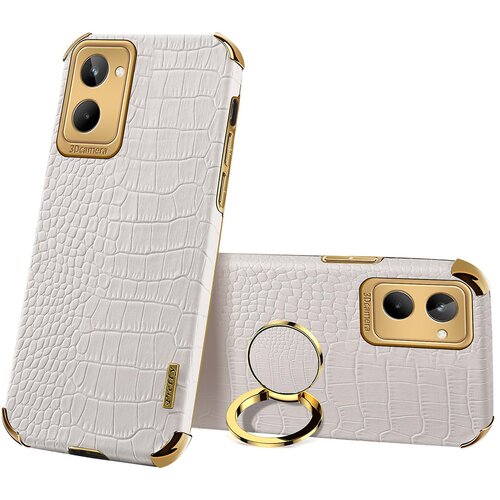 INORCO Za Realme 10 4G usnjeno ohišje TPU, prevlečeno s krokodiljo teksturo, galvaniziran ovitek za telefon s stojalom za prstan, (22037124) Cene