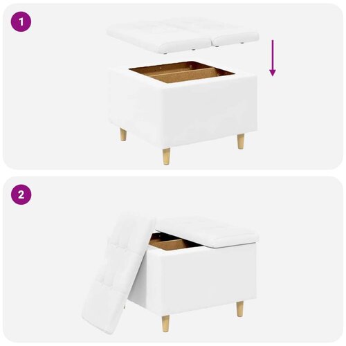  Otoman za pohranu Bijeli 60 x 60 x 45 cm Umjetna koža - Bijeli 60 cm Umjetna koža Slike