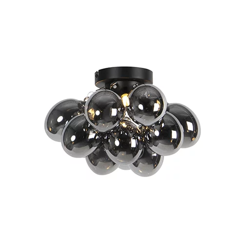 QAZQA Dizajn stropna svetilka črna z dimnim steklom 3-luč - Uvas