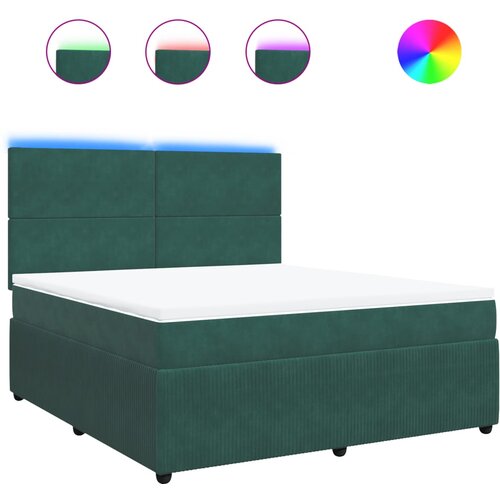 vidaXL Box spring postelja z vzmetnico temno zelena 180x200 cm žamet, (21304668) Cene