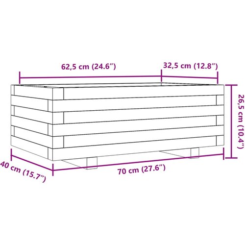  Vrtna sadilica bijela 70 x 40 x 26,5 cm od masivne borovine Slike