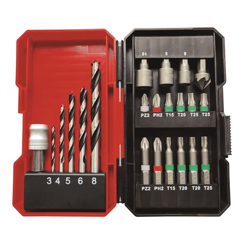 Einhell Akumulatorska udarna bu&amp;scaron;ilica TE-CD 18/2 Li-i + set KWB pribora 22/1 + baterija (1x2.5 Ah) Slike