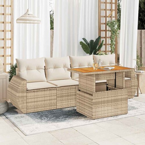  5-dijelni vrtni set sofa s jastucima bež od poliratana Cijene
