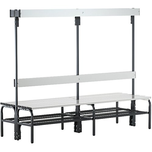 Sypro Garderobna klop iz nerjavnega jekla, VxG 1650 x 725 mm, dolžina 2000 mm, 12 kljukic, antracitne barve, rešetka za čevlje Cene