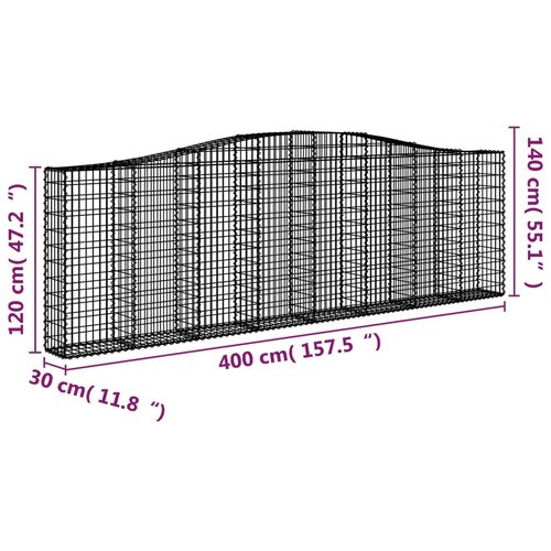  Lučne gabionske ko&amp;scaron;are 3 kom 400x30x120/140cm pocinčano željezo Slike