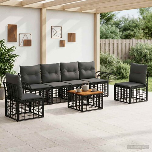  Set vanjskih sofa 7 kom. Crna i tamno siva Poliester Cene