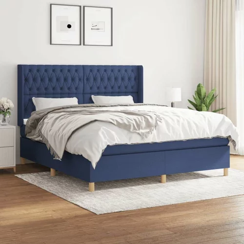  Box spring postelja z vzmetnico modra 180x200 cm blago, (20999299)