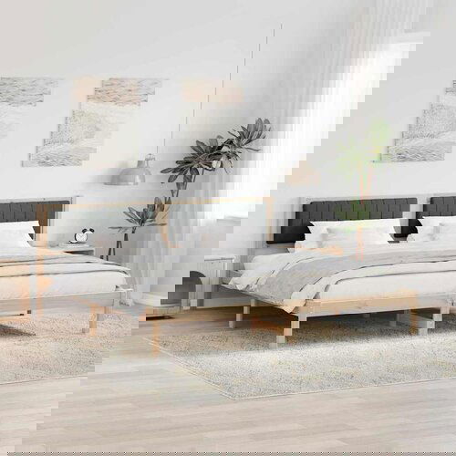 vidaXL Konstrukcija postelje z vzglavjem Temno siva 200 x 200 cm Cene