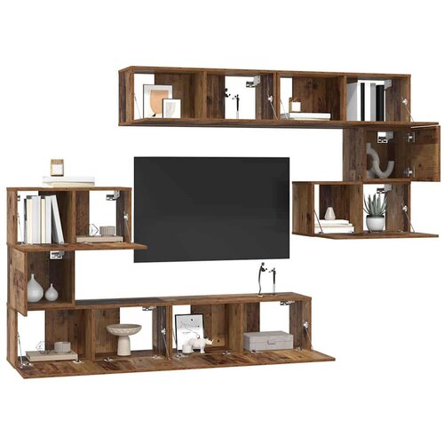  Set TV komoda Ostalo s pohranom 8 pcs Staro drvo 80 x 30 x 30 cm Slike