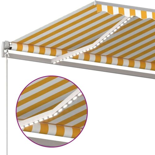  Tenda na ručno uvlačenje s LED svjetlima 400x350 cm žuto-bijela Slike