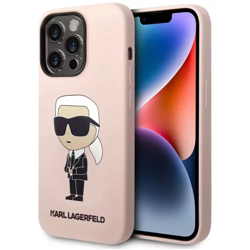 Karl Lagerfeld Originalen ovitek iPhone 15 Pro - IML NFT Karls Full Body - roza silikonska zaščita - KLHCP15LSNIKBCP