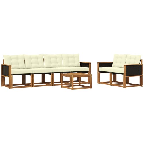 vidaXL Zunanja garnitura za sedenje z blazino 7 pcs Naravna in smetana, (5000270905) Cene