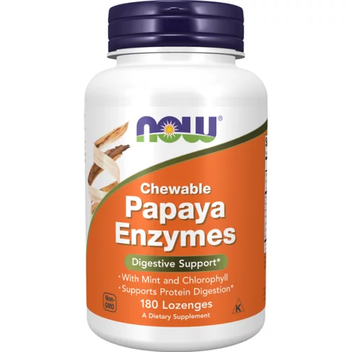 Now Foods Papaja encim NOW (180 žvečljivih tablet)