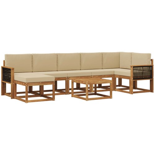 vidaXL Zunanja garnitura za sedenje 8 pcs Naravna in bež Poliester, (5000280662) Cene