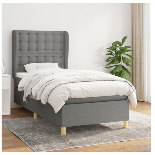 Box spring postelja z vzmetnico temno siva 100x200 cm blago Cene