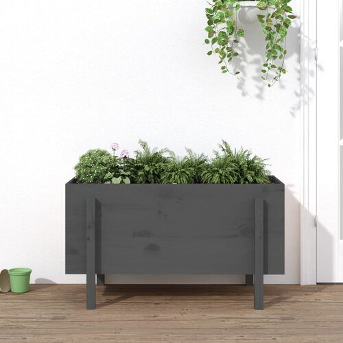 vidaXL Povišena vrtna gredica siva 101 x 50 x 57 cm masivna borovina Cijene