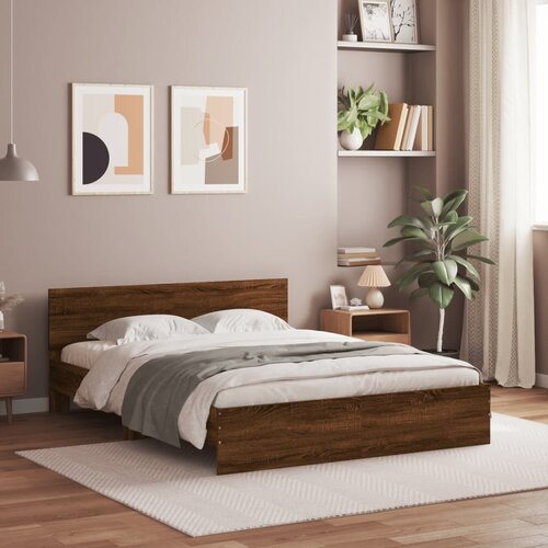 VidaXL Okvir kreveta s uzglavljem boja smeđeg hrasta 140 x 200 cm Slike