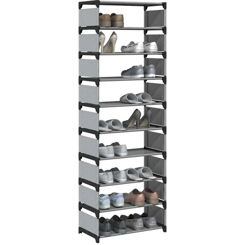vidaXL stalak za cipele 10 slojeva sivi 54x28x158 cm netkana tkanina Cijene
